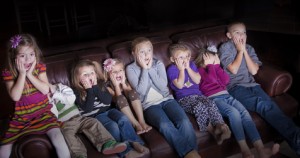 Children watching Shocking Television Programming